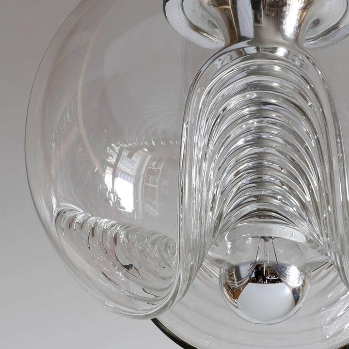 Moderne bølget pendellampe i glas