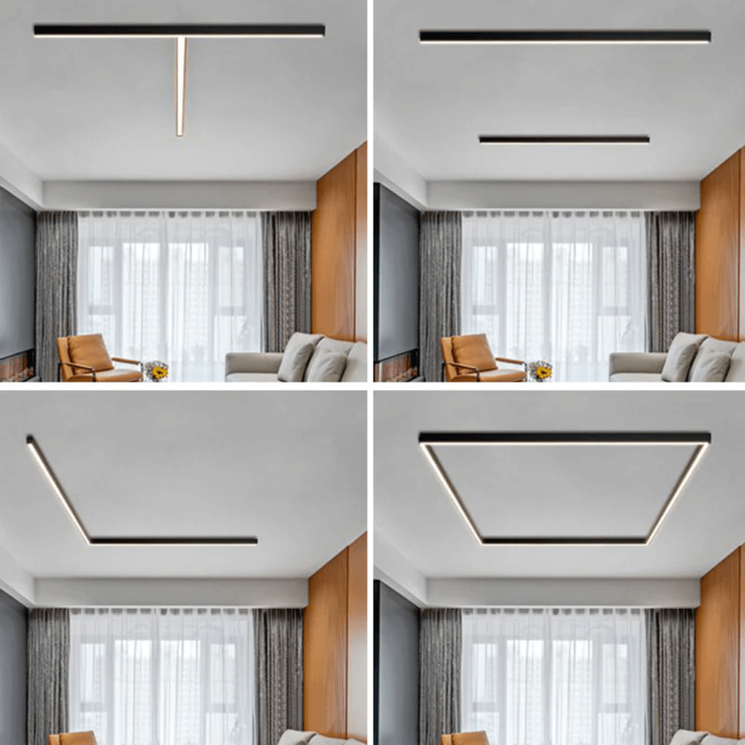 Lineær LED loftslampe i industrielt design