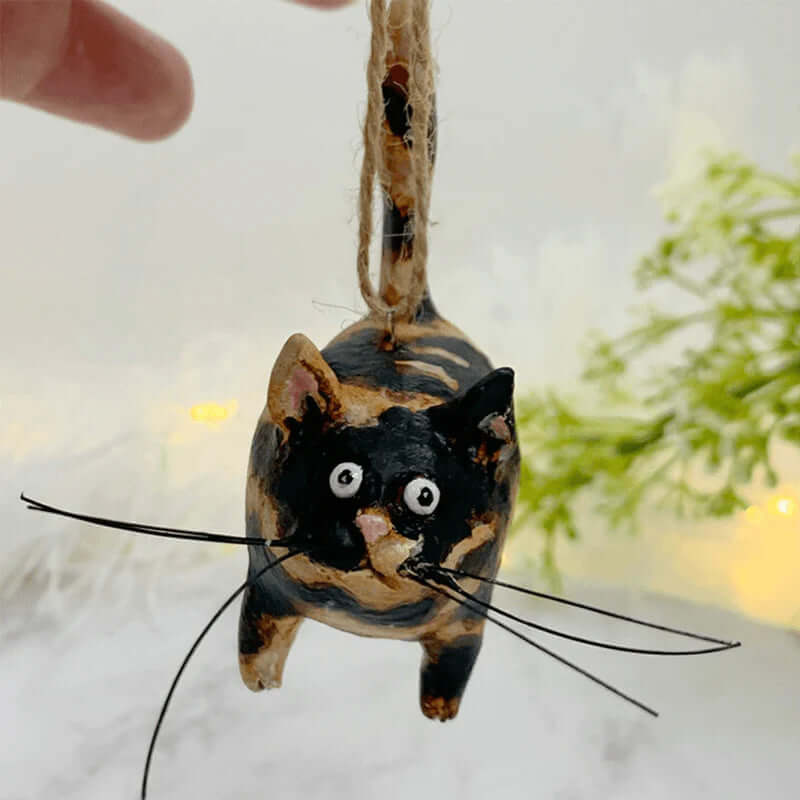 Håndlavet juletræsornament med kat