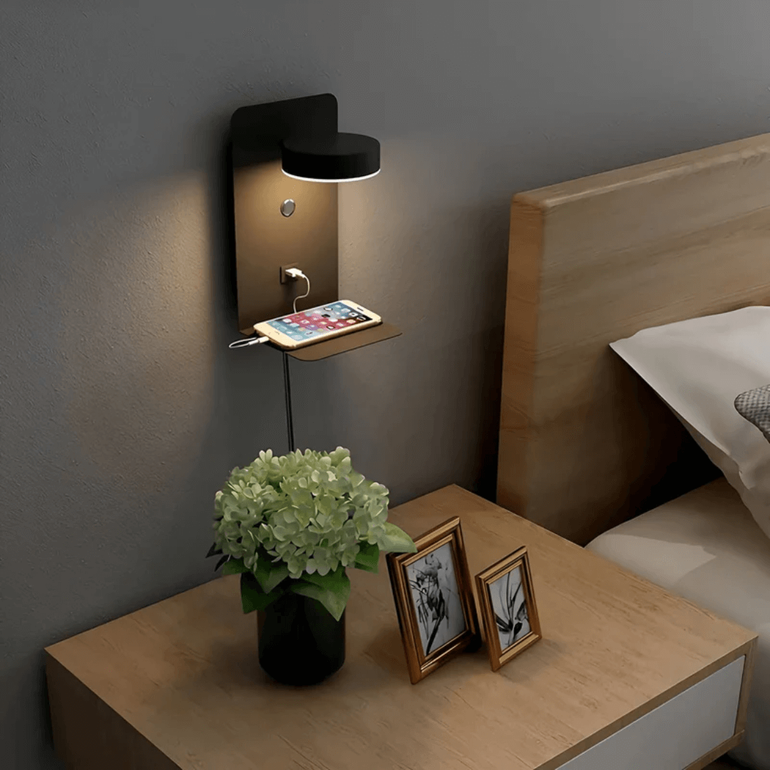Moderne LED-væglampe med USB-opladningsport