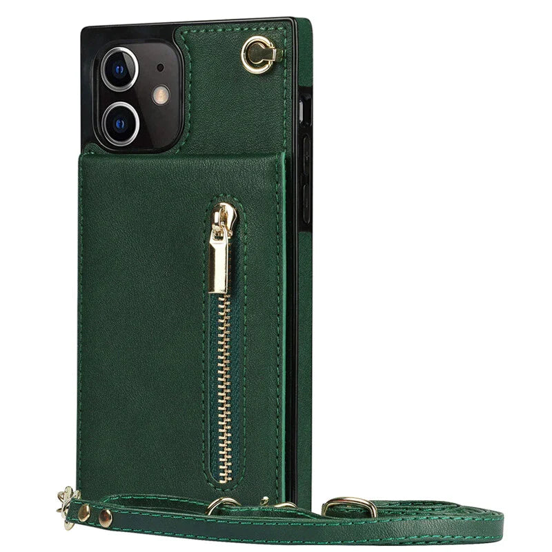 3i1 telefoncover med kortholder og skuldertaske i elegant design, ideelt til hverdag og rejser.