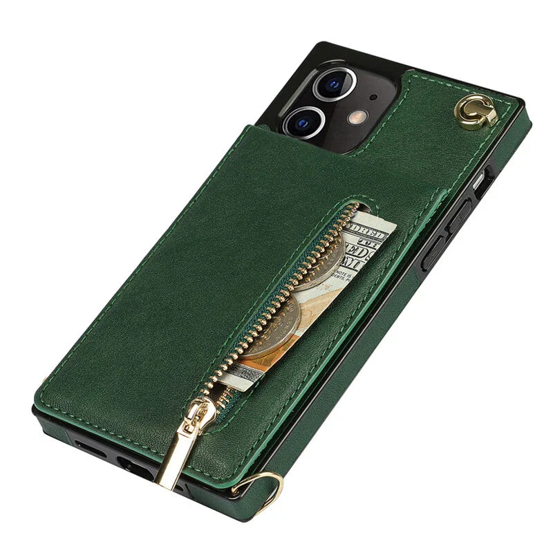 3i1 telefoncover med kortholder og skuldertaske i elegant design, ideelt til hverdag og rejser.