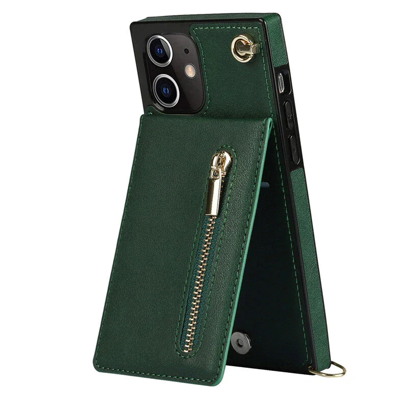 3i1 telefoncover med kortholder og skuldertaske i elegant design, ideelt til hverdag og rejser.