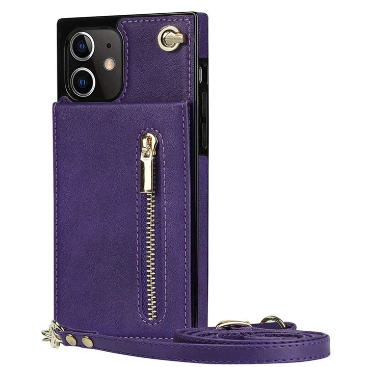 3i1 telefoncover med kortholder og skuldertaske i elegant design, ideelt til hverdag og rejser.