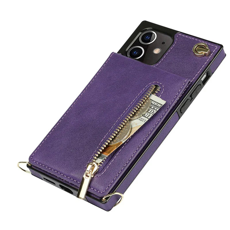 3i1 telefoncover med kortholder og skuldertaske i elegant design, ideelt til hverdag og rejser.