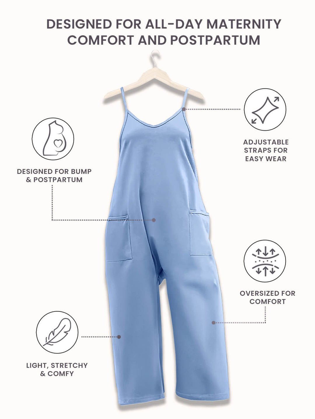 Afslappet kvinders jumpsuit med elastisk talje, ideel til hyggelige stunder.