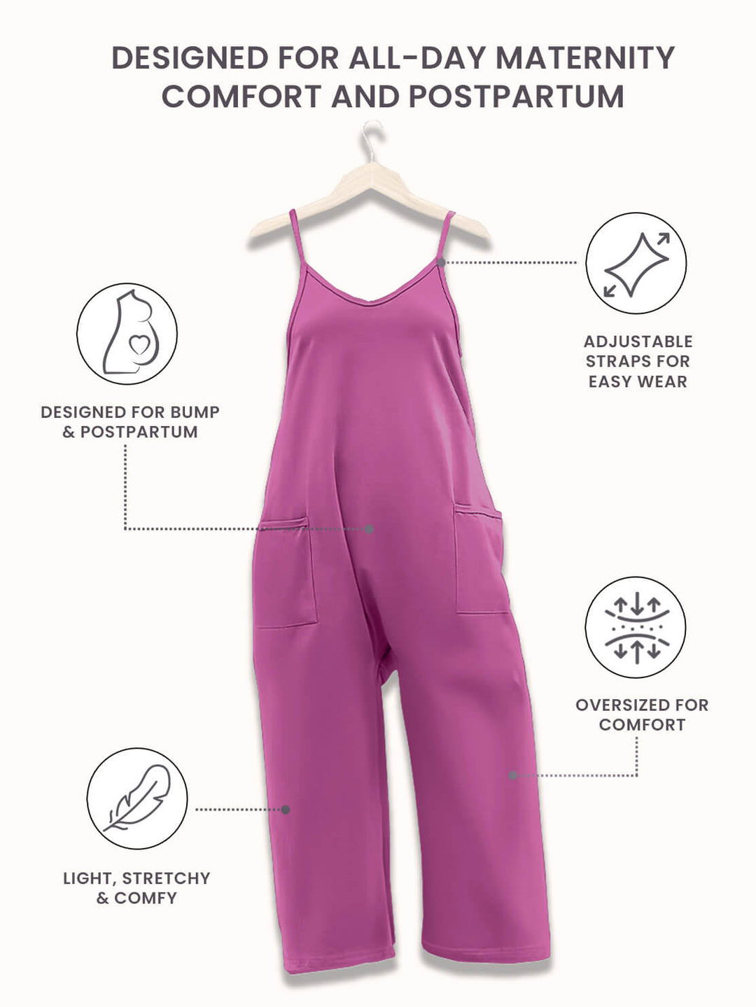 Afslappet kvinders jumpsuit med elastisk talje, ideel til en rolig aften.