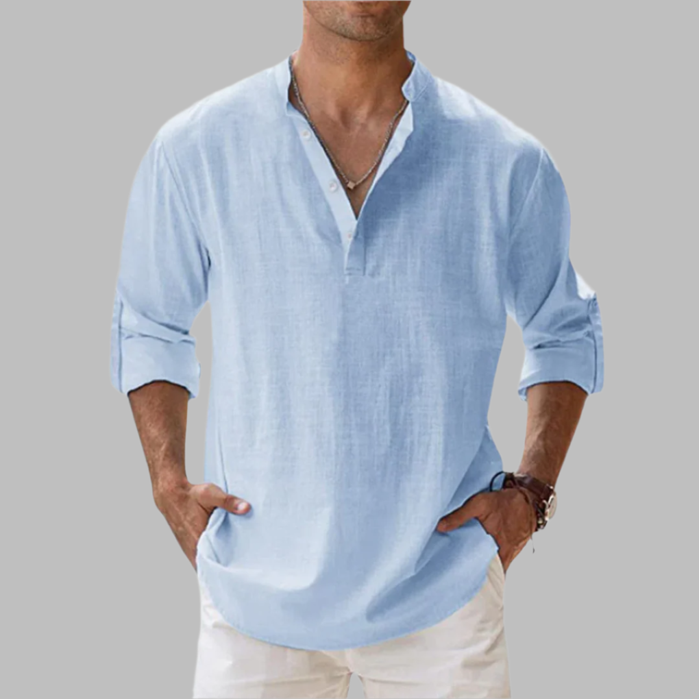 Mænds lette og stilfulde sommerskjorte i button-down design, perfekt til afslappet herremode.