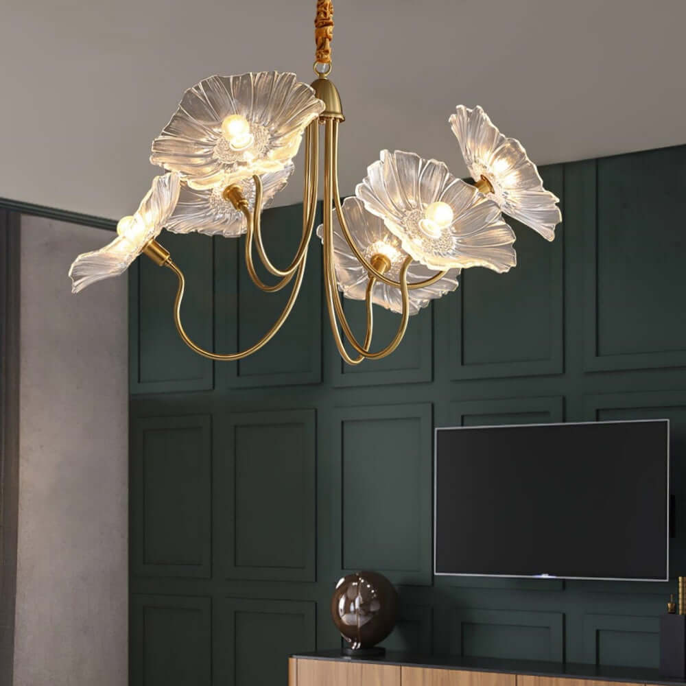 Moderne Glas Lysekrone med Lotusblomst Design