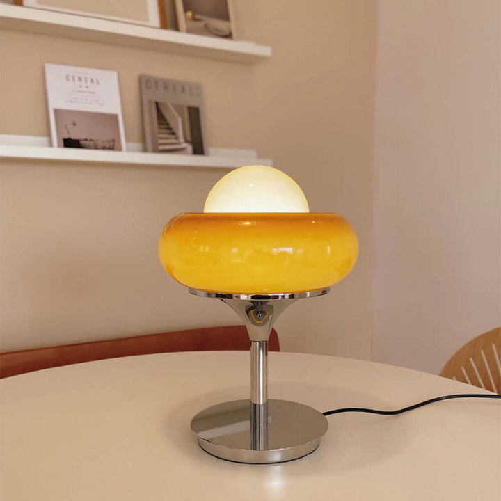 Gul Vintage Bauhaus Glas Bordlampe