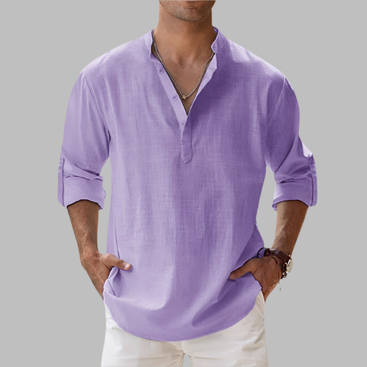 Mænds elegante button-down sommerskjorte, letvægts og åndbar, velegnet til sommer herretøj.