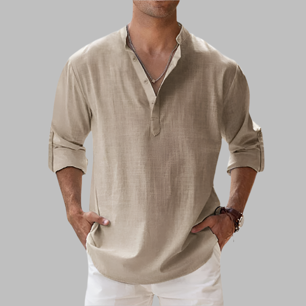 Trendy herretøj: Letvægts sommerskjorte med knapper, ideel til afslappede og elegante sommerlooks.