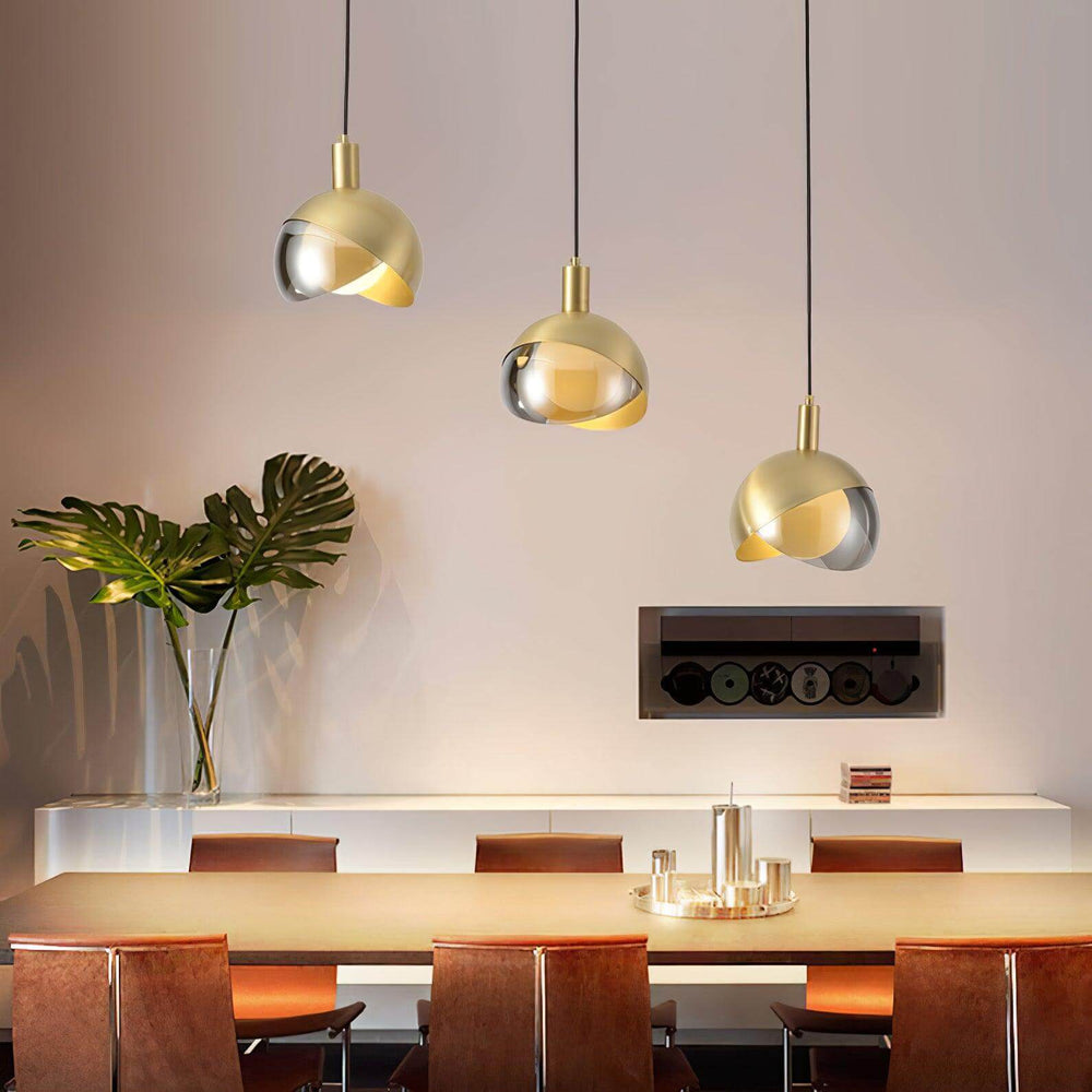 Moderne roseguld pendel lampe med klart glas