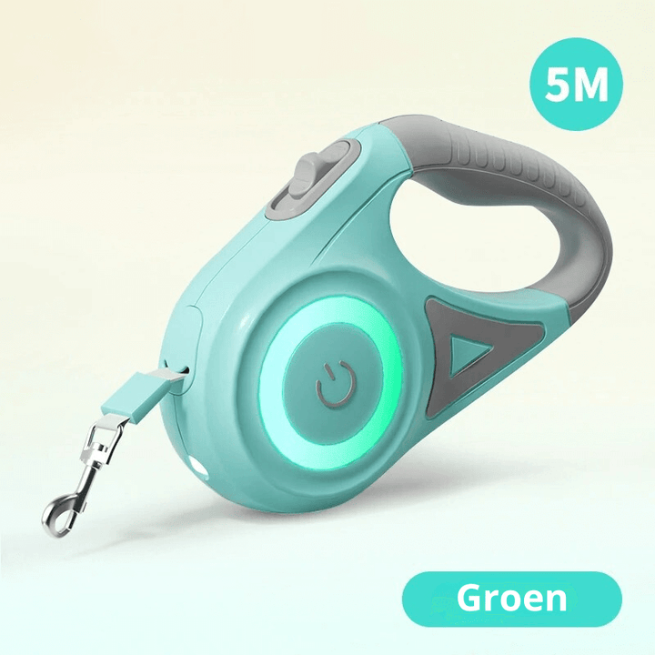 Hundesnor med LED og indbygget lommelygte, 5m