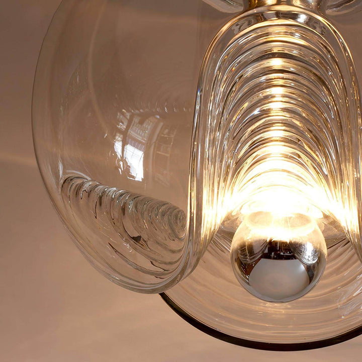 Moderne bølget pendellampe i glas