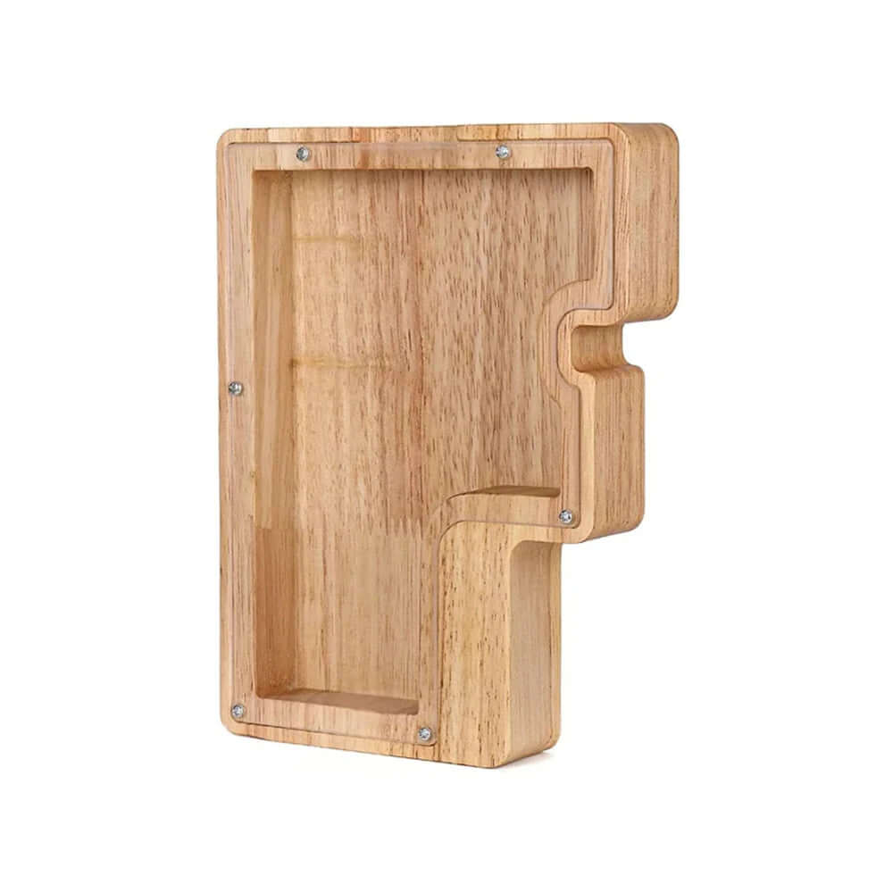 Træ sparegris med vindue - Alfabetdesign