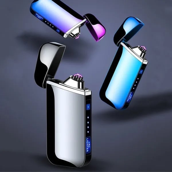 Smart berøringsaktiveret elektrisk lighter. Elegant, sort design med USB genopladelig, flammeløs tænding.