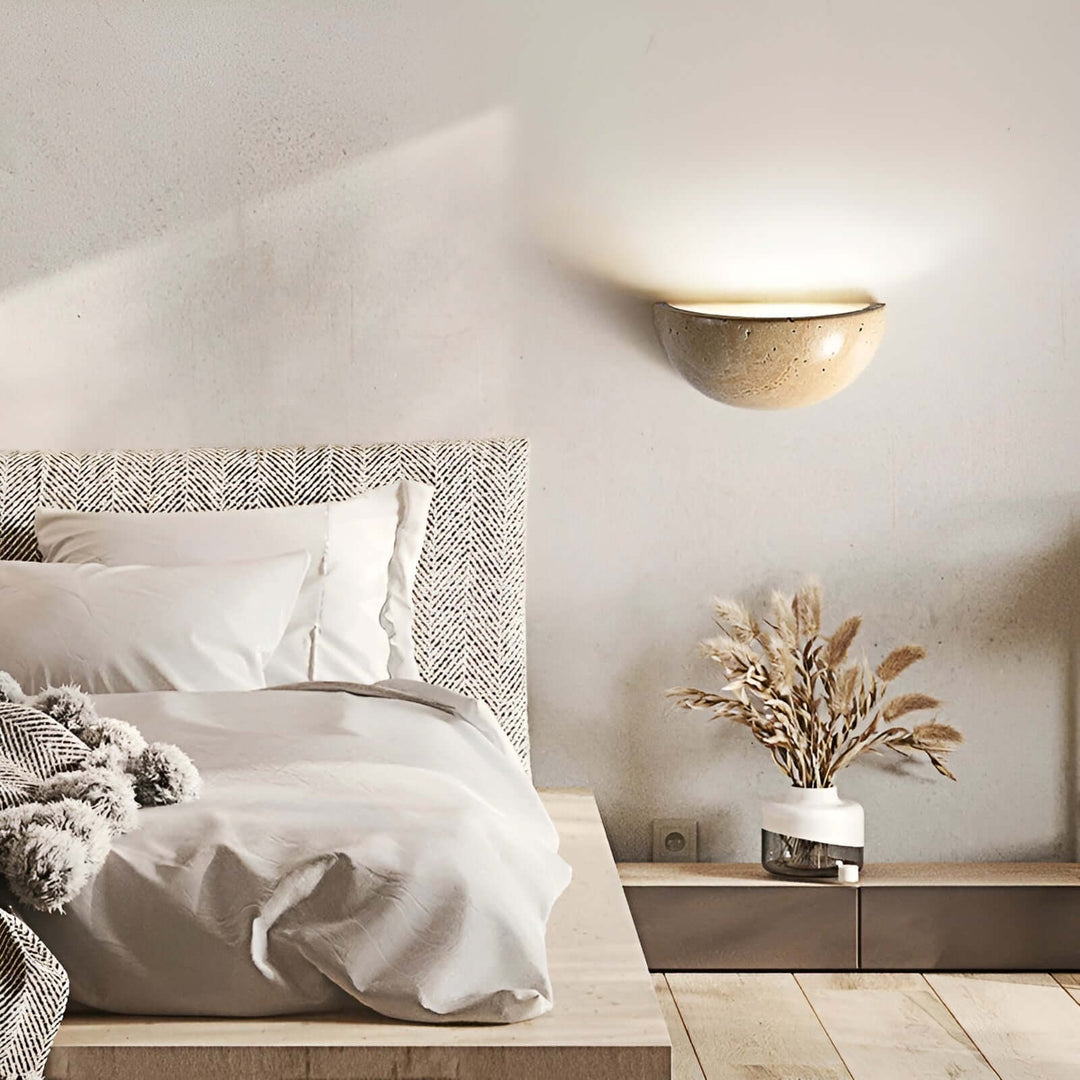 Halvrund LED-væglampe i Wabi-Sabi stil
