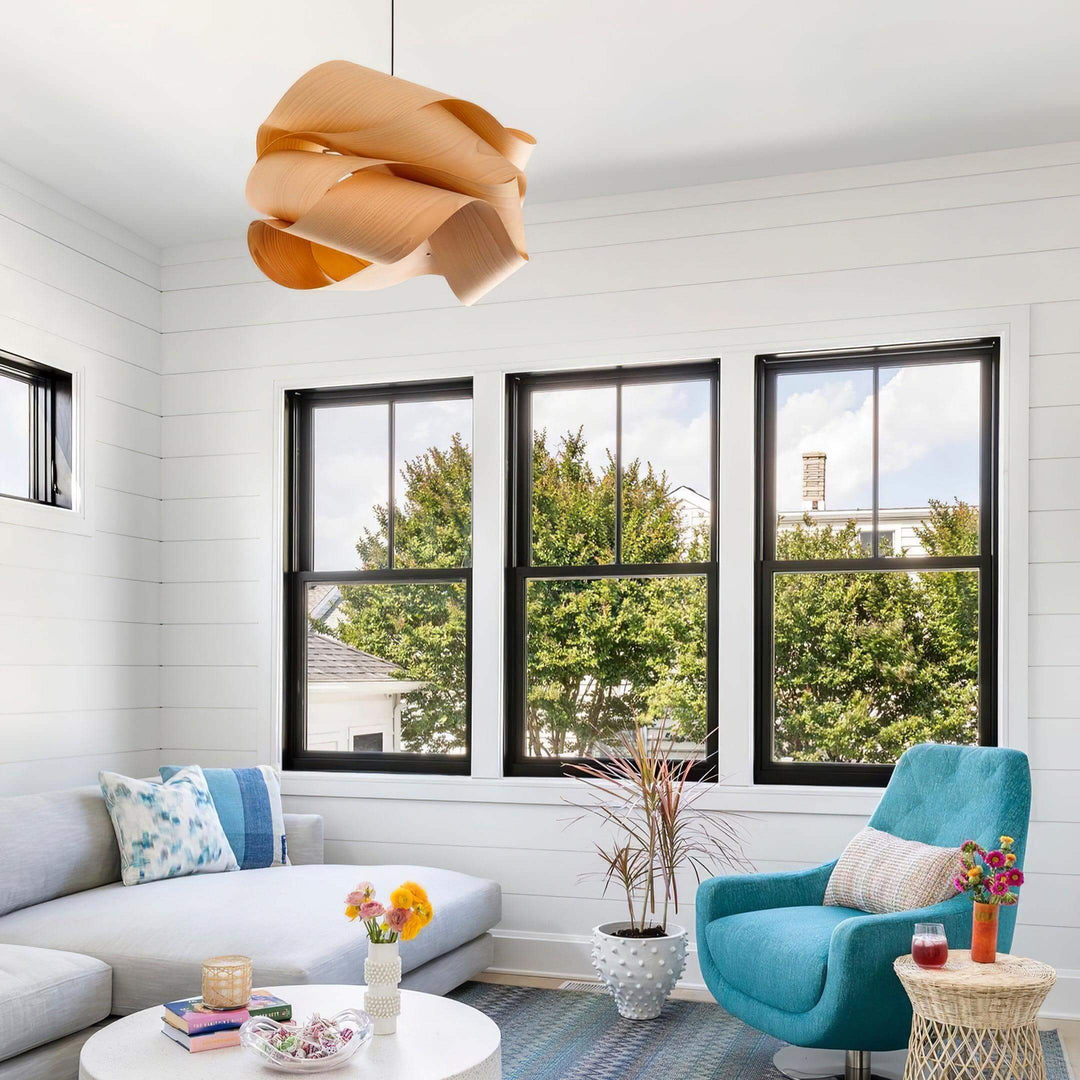 Moderne loft spisebordslampe i træ
