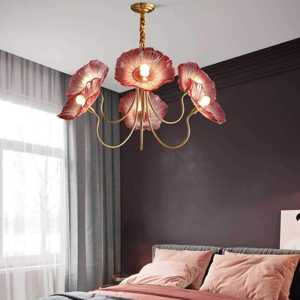 Moderne Glas Lysekrone med Lotusblomst Design