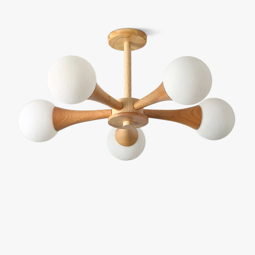 Træ lysekrone loftslampe med 3-5 hoveder