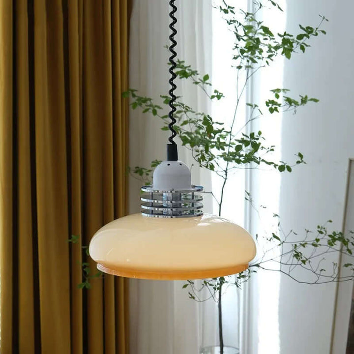 Orange Bauhaus Design Glas Pendel Lampe