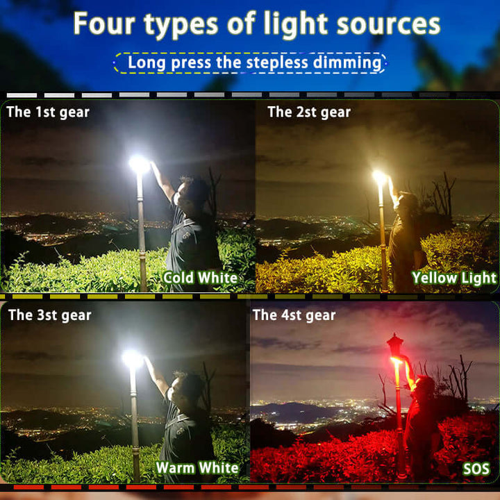 80W LED Solar Campinglampe med Magnet & Zoom