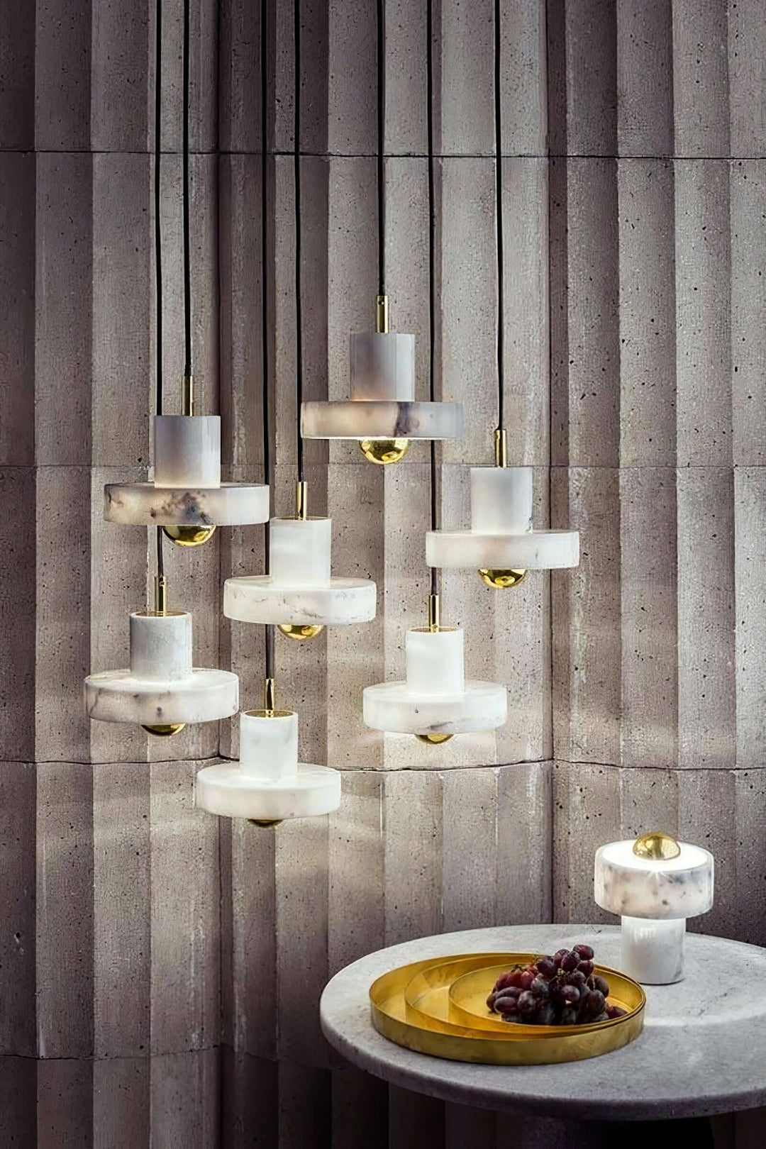 Marmor Pendellampe med Integreret LED-Lys