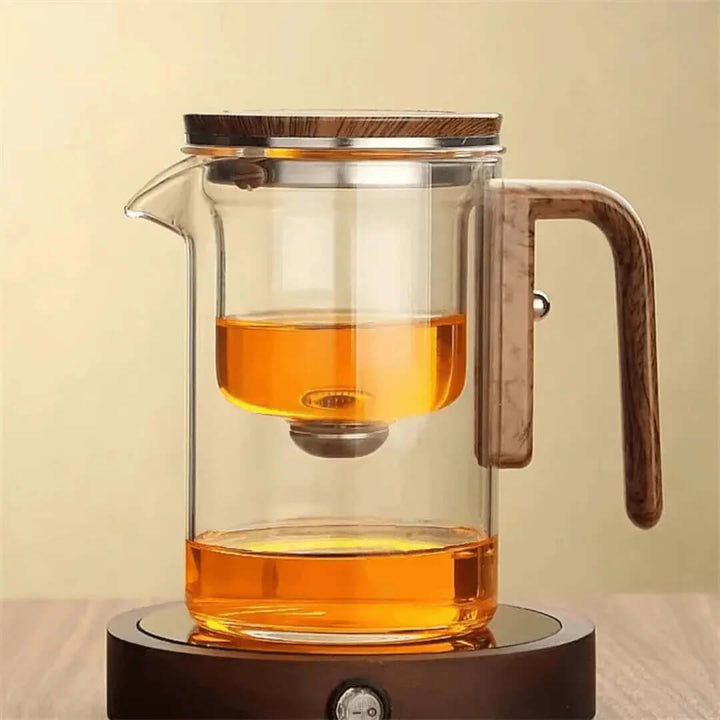 Glas tekande med træhåndtag - elegant teglæde