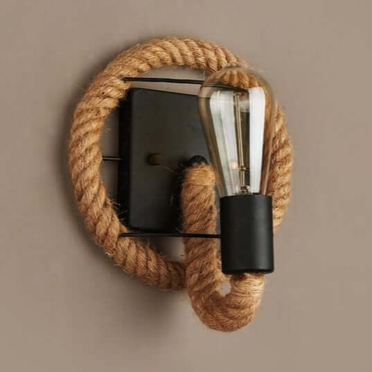 Vintage væglampe i industrielt design med reb