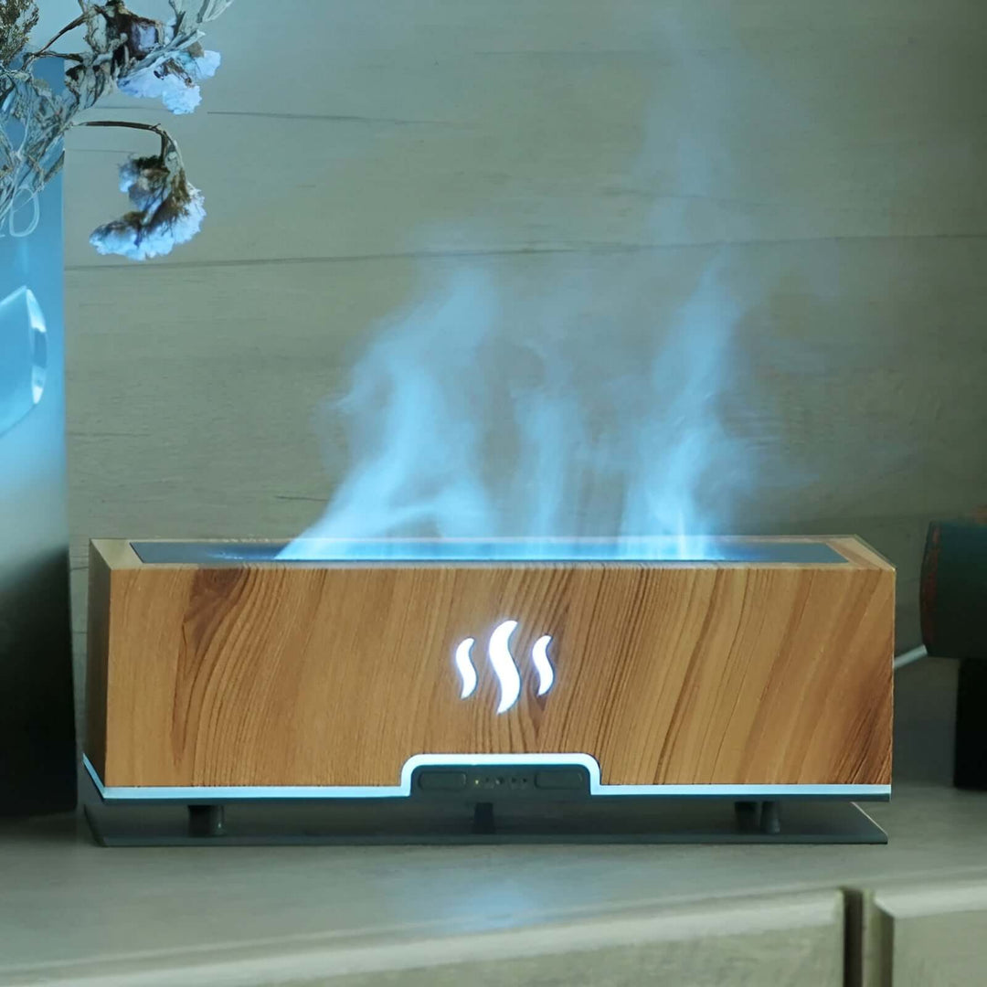 3-i-1 Aroma Diffuser Luftfugter med Flammerlys