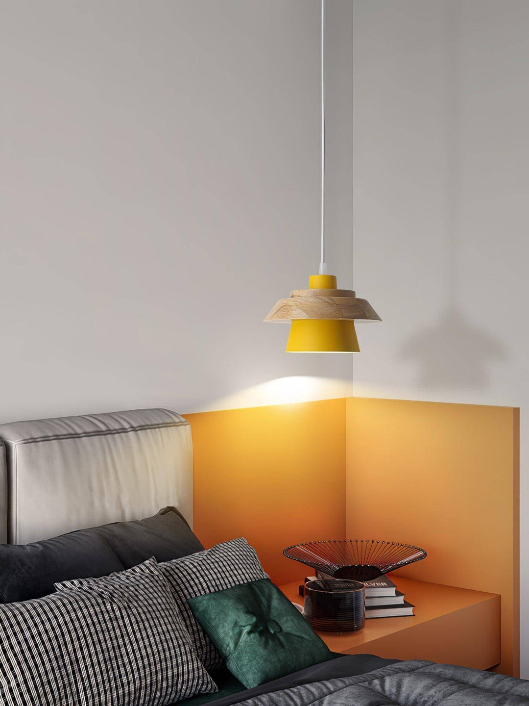 Træ og Sten Pendel Designer Lampe