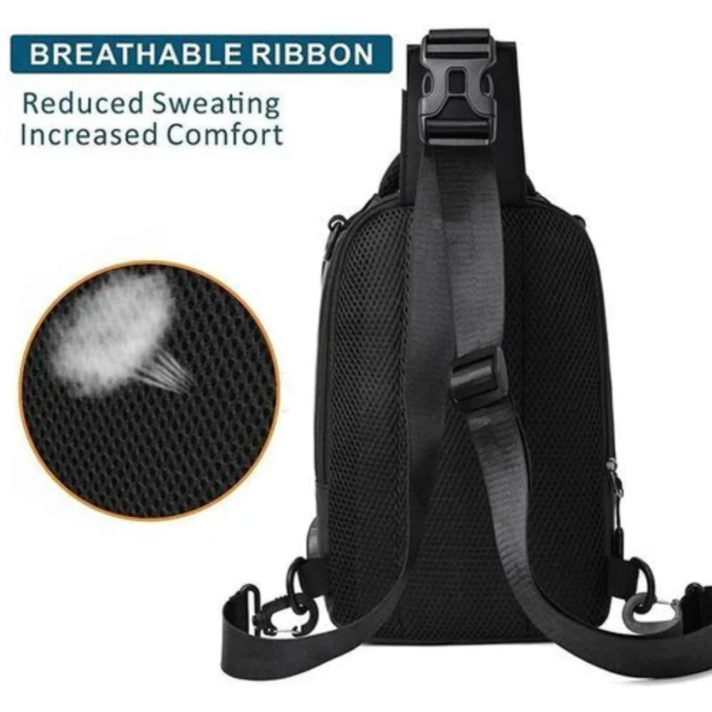 Sikker unisex anti-tyveri crossbody taske med skjulte lynlåse og vandtæt design, ideel til rejsebrug.