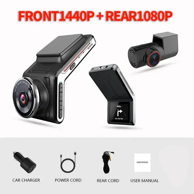 4K Dashcam foran og bag med nattesyn og 24-timers parkeringstilstand