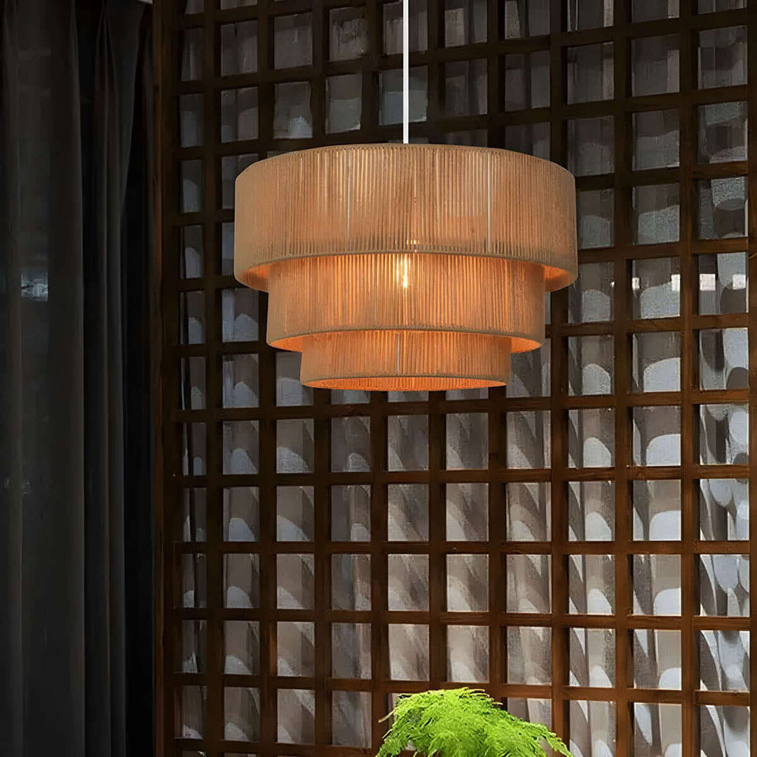 Hængelampe i naturfiber reb - Designerlampe
