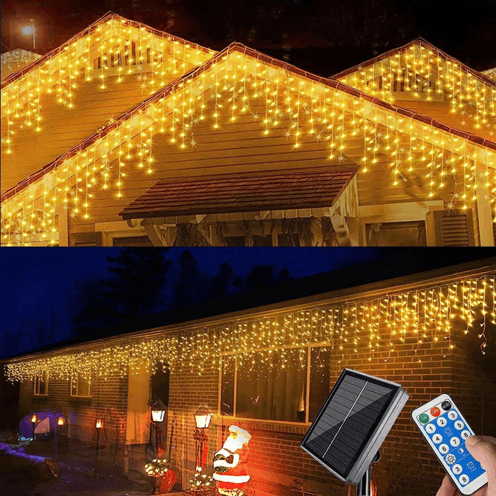 Udendørs julelyskæde 10m, IP44 vandtæt, varmhvide LED-lys til have eller terrasse, vandfaldseffekt