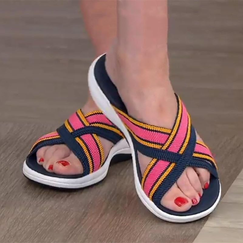 Flade sandaler til kvinder i sort/neutral farve. Moderne dame sandaler med fokus på komfort og design.