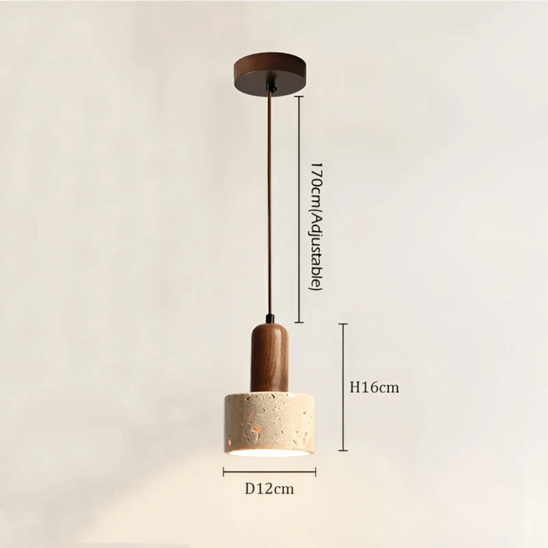 Wabi-Sabi Loftlampe Travertin & Træ
