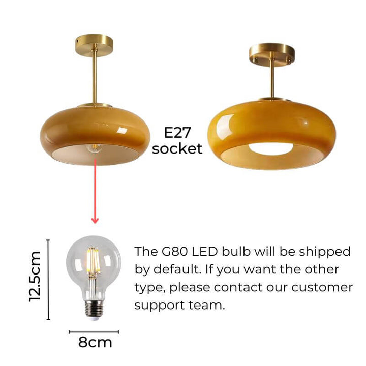 Vintage loft loftlampe med orange glasskærm