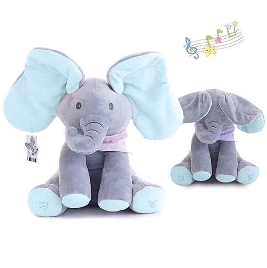 Den ideelle gave: syngende elefant bamse til børn. Interaktivt legetøj med bevægelige ører.