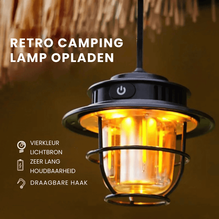 Bærbar LED-campinglampe i retrostil