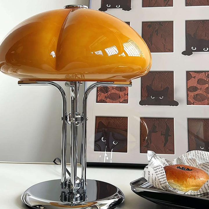 Svamp Design Bordlampe Glas Ravfarvet