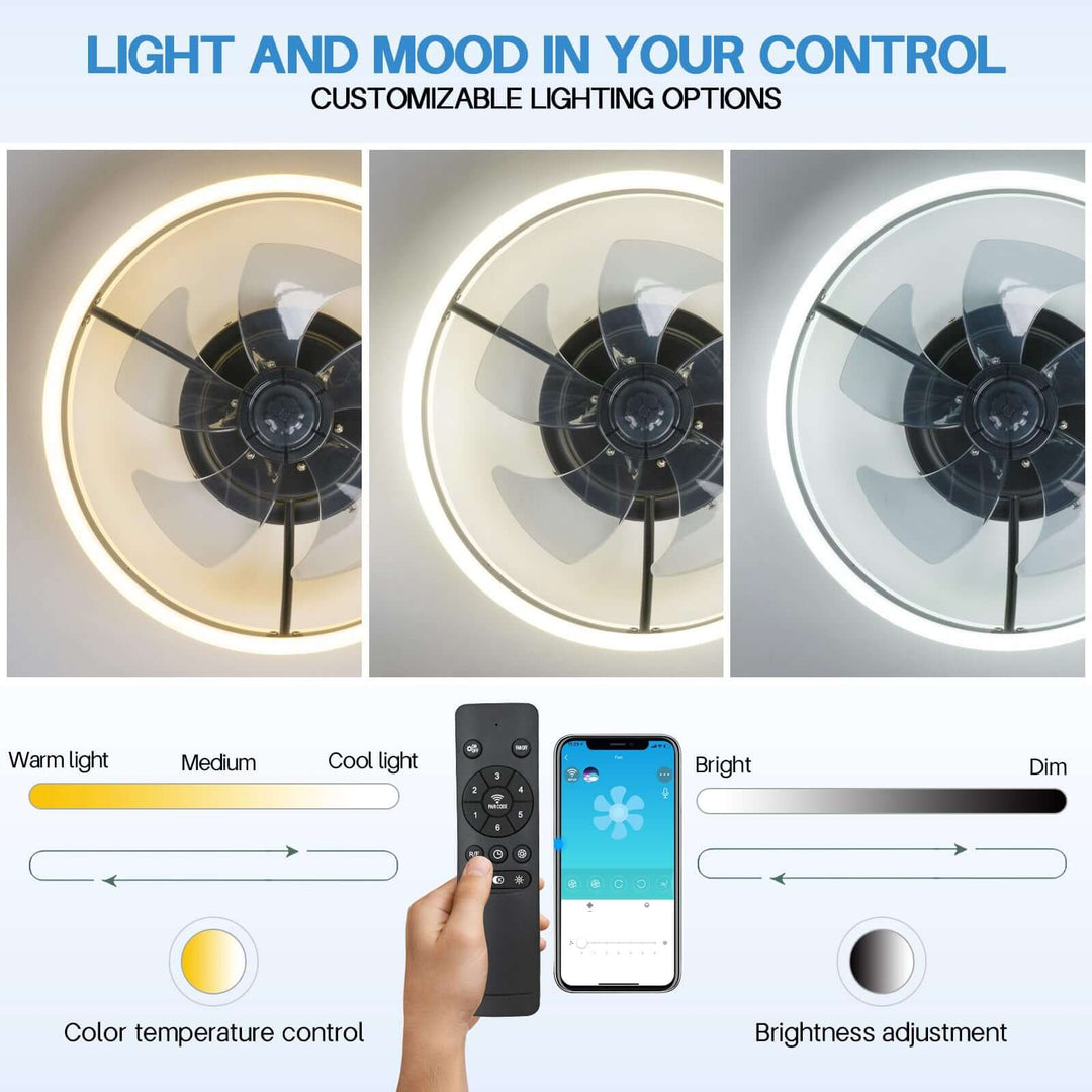 Smart loftventilator med LED-lys
