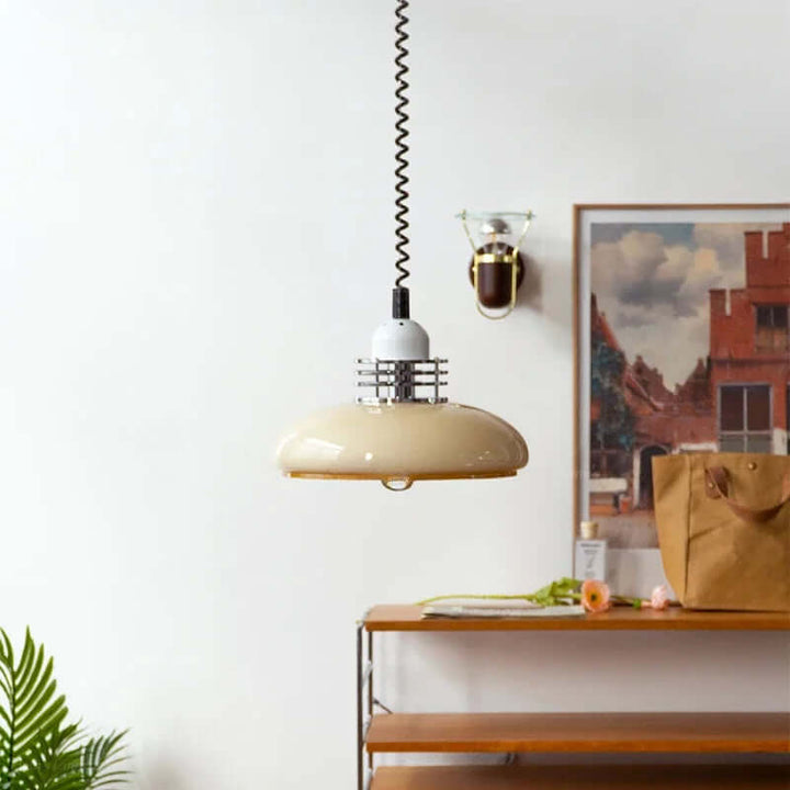 Orange Bauhaus Design Glas Pendel Lampe