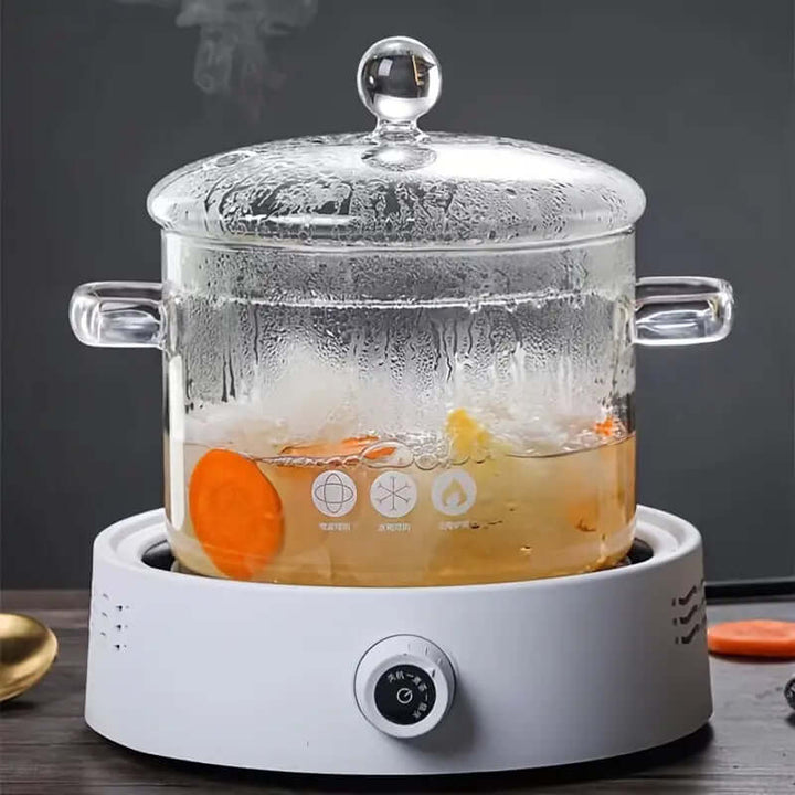 Gryde i glas med temperaturkontrol