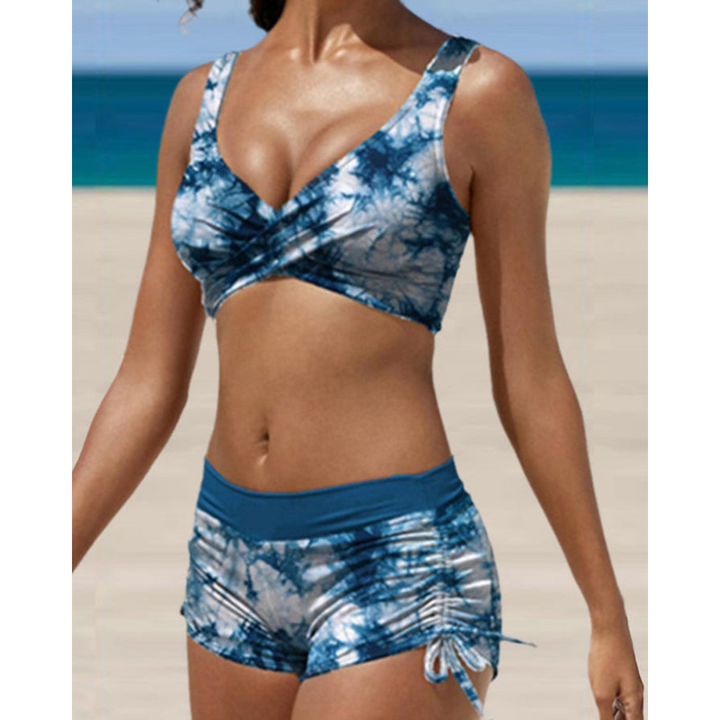 Moderne kvindebikini med mavekontrol, todelt badetøj ideel til strand og sommer, elegant og behagelig.