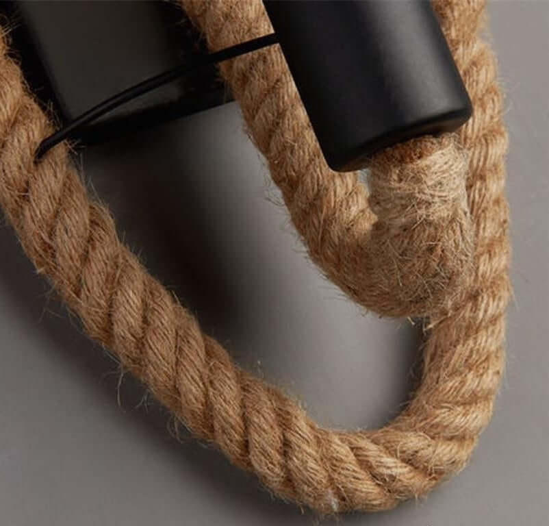 Vintage væglampe i industrielt design med reb