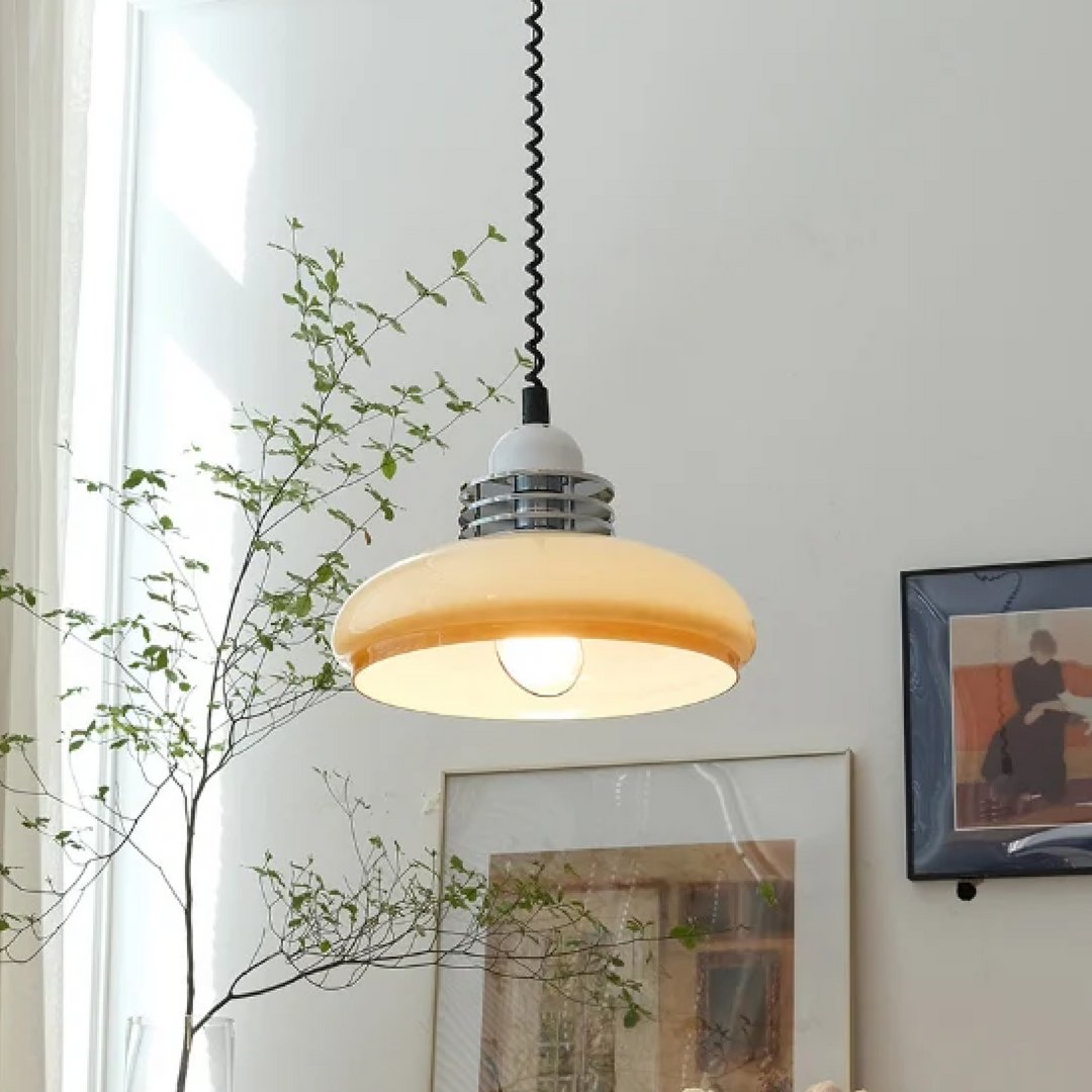 Orange Bauhaus Design Glas Pendel Lampe