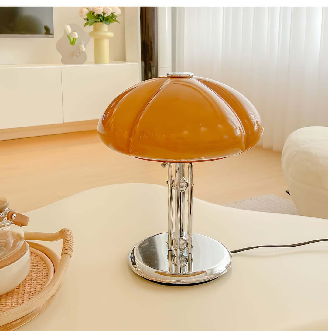 Svamp Design Bordlampe Glas Ravfarvet