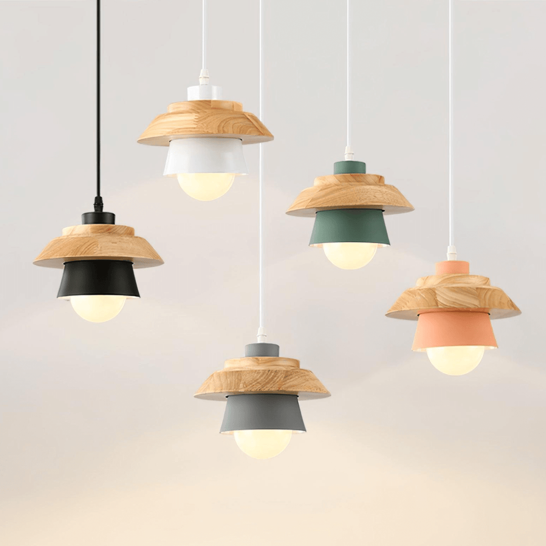 Træ og Sten Pendel Designer Lampe